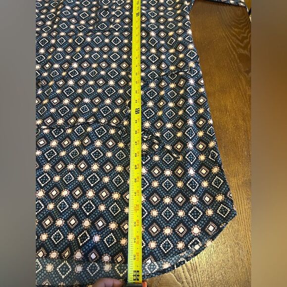 LOFT || Multicolor Geometric Long Sleeve ShirtTail Round Neck Mini Dress S - Picture 8 of 11